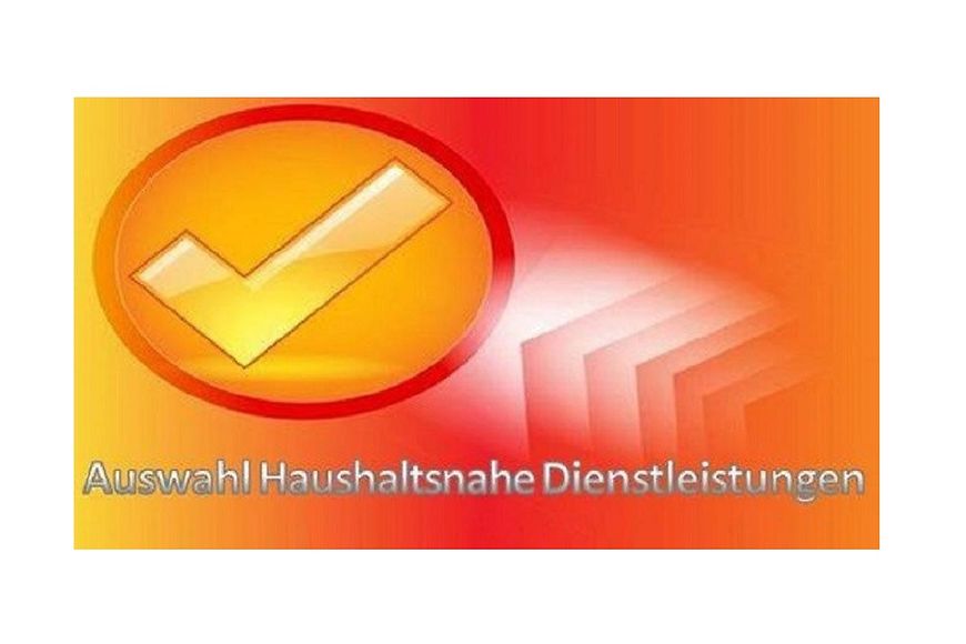Haken im Kreis mit Schriftzur Auswahl Haushaltsnaher Dienstleistungen
