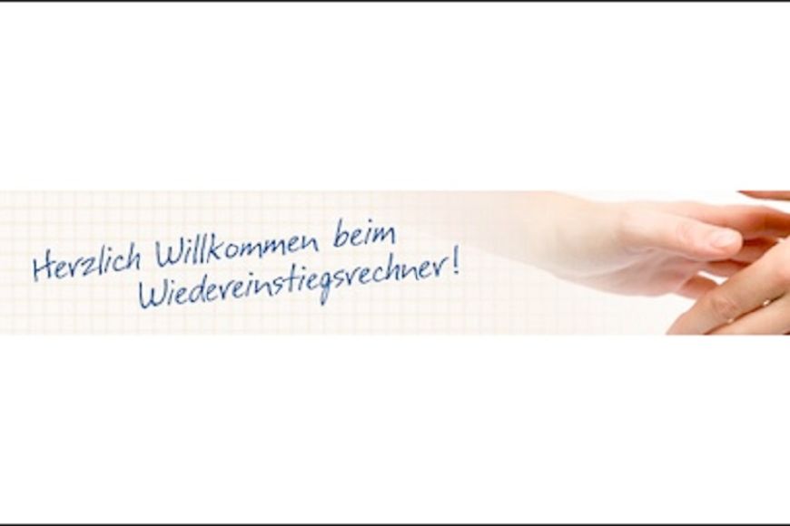 Banner der Startseite des Portals www.wiedereinstiegsrechner.de