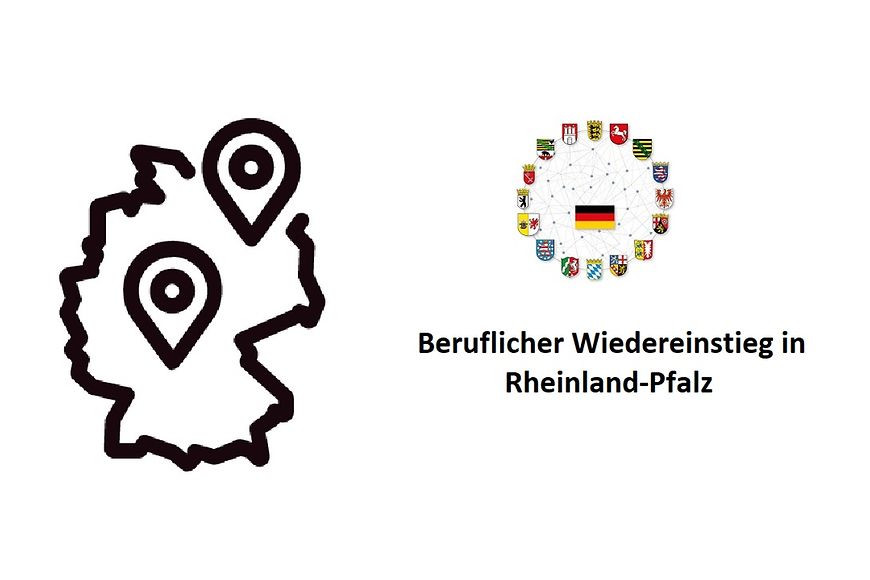 Deutschland Flaggen in der Mitte, Flaggen der Bundesländer im Kreis und Icon Beratungsstellenlandkarte perspektiven-schaffen.de