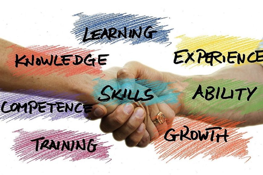 Hände schütteln sich - verschiedene Skills werden benannt