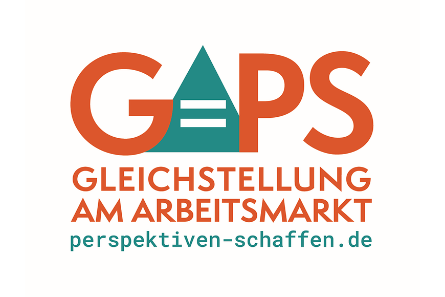 GAPS Logo mit dem Schriftzug GAPS Gleichstellung am Arbeitsmarkt perspektiven-schaffen.de